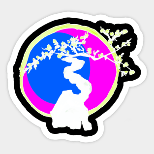 Trippy negative enso circle bonsai tree - Sumi inspired design for bonsai lovers Sticker